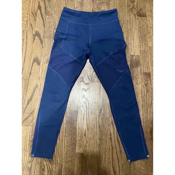 Saucony Running Rights Leggings Blue EXC Small - Picture 1 of 6